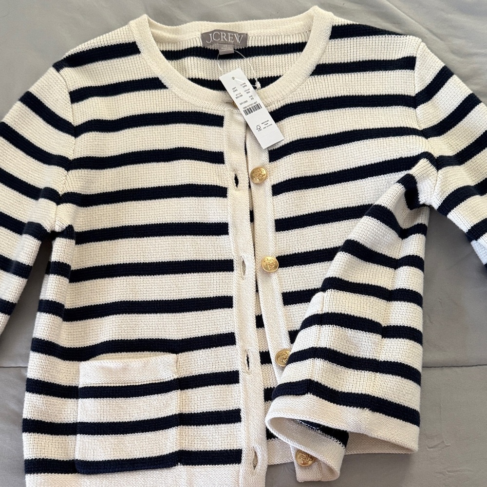 I crew Emilie stripe sweater jacket